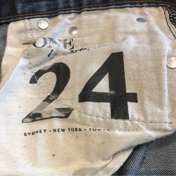 One Teaspoon Awesome Baggies Straight distressed  Denim Jeans Blue Size 24 - Picture 5 of 14